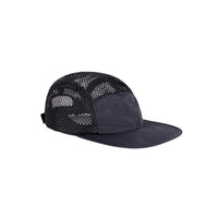 Topo Designs Global mesh back Hat in "Black". Unstructured 5-panel flexible brim packable hat.