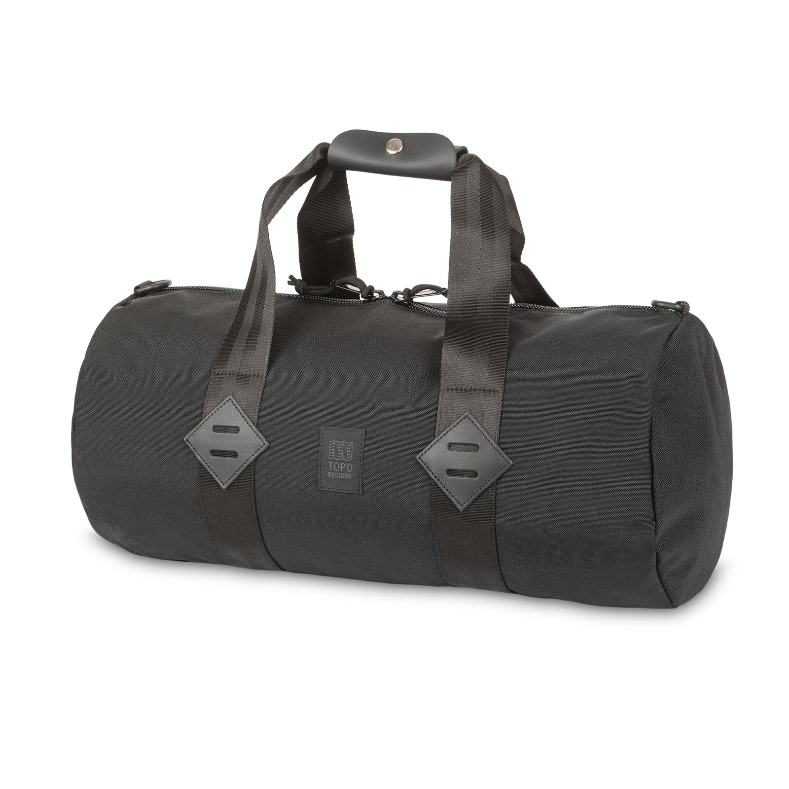 Topo Designs Classic Duffel 20" retro canvas gym bag in "Black".