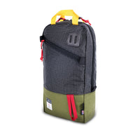 3/4 front product shot of Topo Designs x Alternative Trip Pack in olive/black