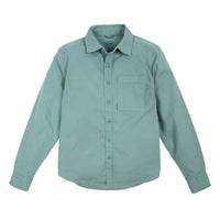 Front product shot of Topo Designs Women's Dirt Shirt in "Sage" green.